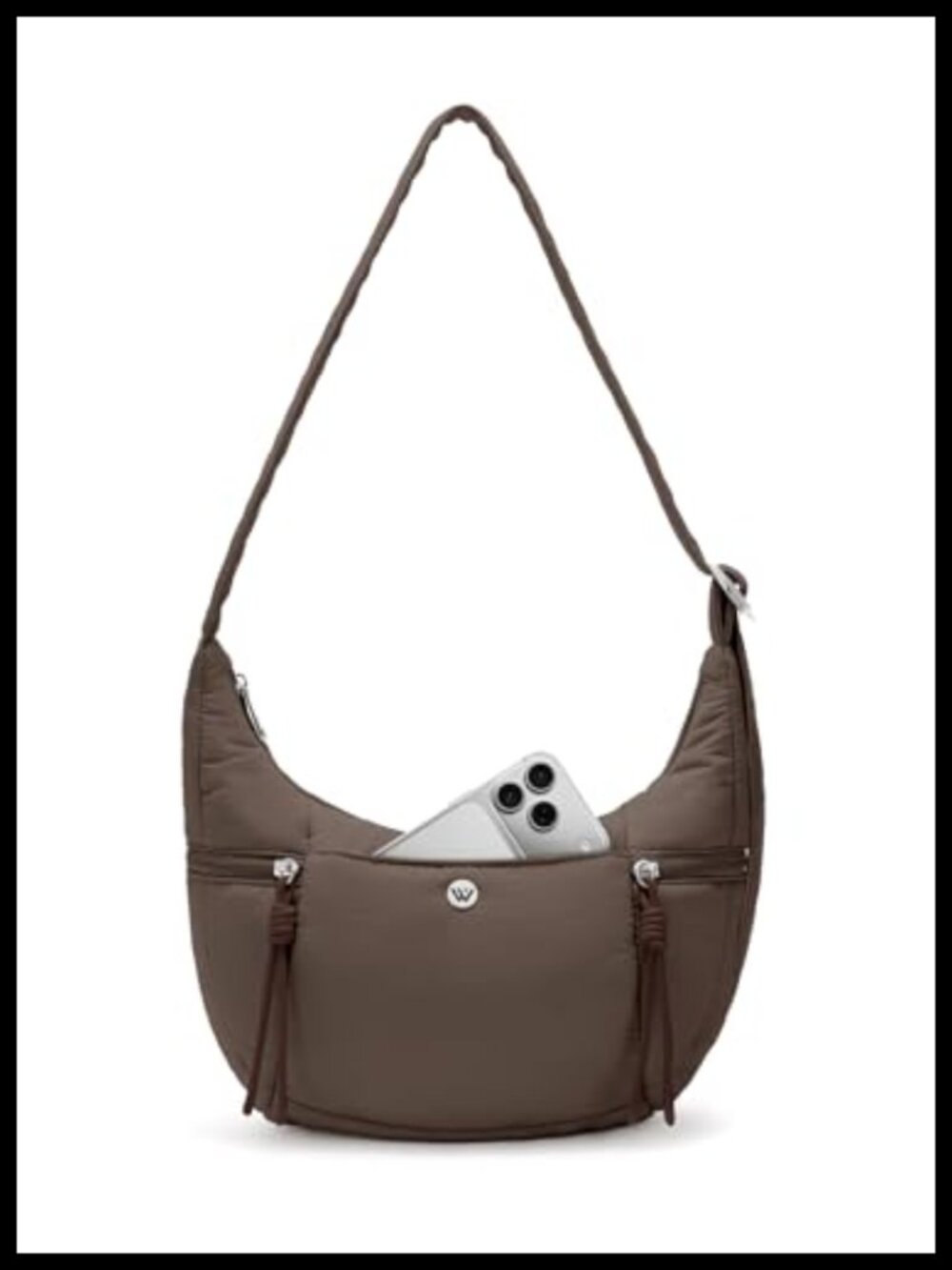 Lightweight Nylon Puffer Crescent Crossbody Bag with Adjustable Strap
